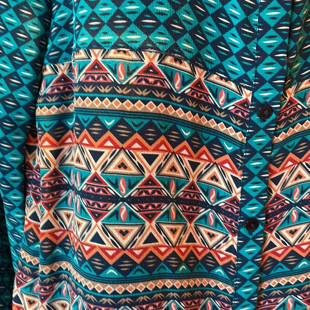 TOLANI teal button up tunic in XS. - Picture 2 of 11